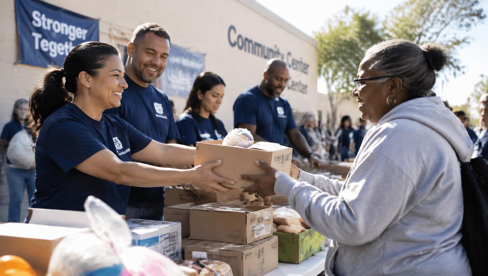 Volunteers providing practical support to community members